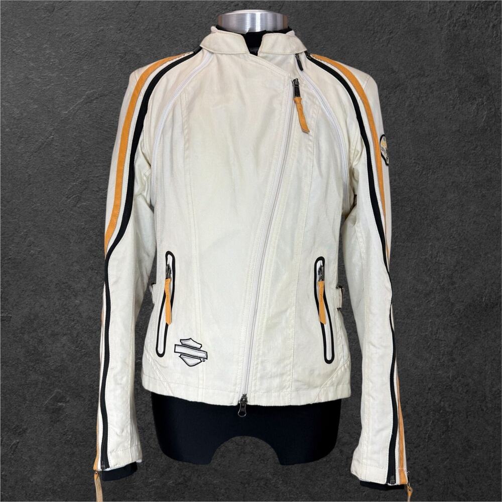 Harley Davidson Motorcycle Jacket Cream with Liner Biker Women's size Small